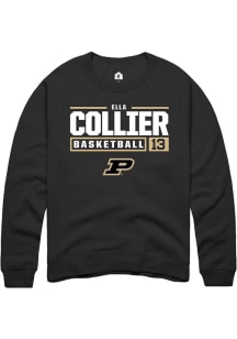 Ella Collier Rally Mens Black Purdue Boilermakers NIL Stacked Box Crew Sweatshirt