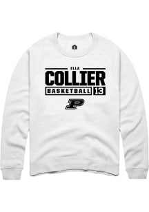 Ella Collier Rally Mens White Purdue Boilermakers NIL Stacked Box Crew Sweatshirt