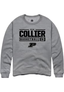 Ella Collier Rally Mens Graphite Purdue Boilermakers NIL Stacked Box Crew Sweatshirt