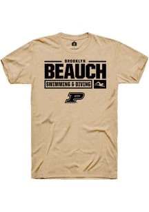 Brooklyn Beauch Gold Purdue Boilermakers NIL Stacked Box Short Sleeve T Shirt