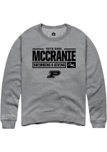Ruth Anne McCranie Rally Mens Graphite Purdue Boilermakers NIL Stacked Box Crew Sweatshirt