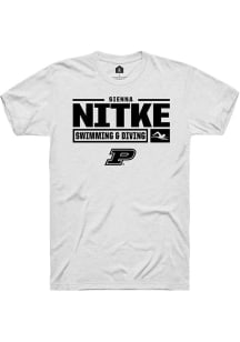 Sienna Nitke White Purdue Boilermakers NIL Stacked Box Short Sleeve T Shirt