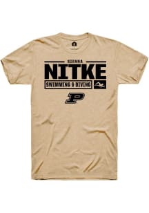 Sienna Nitke Gold Purdue Boilermakers NIL Stacked Box Short Sleeve T Shirt