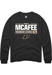 Sophie McAfee Rally Mens Black Purdue Boilermakers NIL Stacked Box Crew Sweatshirt