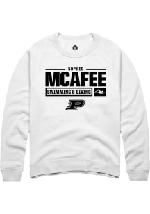 Sophie McAfee Rally Mens White Purdue Boilermakers NIL Stacked Box Crew Sweatshirt