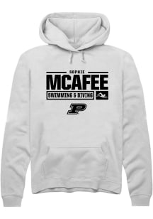 Sophie McAfee Rally Mens White Purdue Boilermakers NIL Stacked Box Hooded Sweatshirt