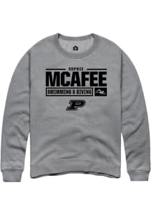 Sophie McAfee Rally Mens Graphite Purdue Boilermakers NIL Stacked Box Crew Sweatshirt