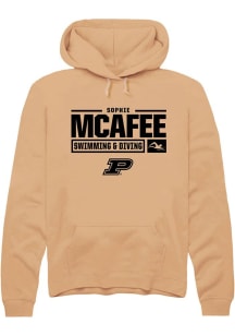Sophie McAfee Rally Mens Gold Purdue Boilermakers NIL Stacked Box Hooded Sweatshirt