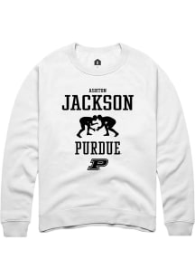 Ashton Jackson Rally Mens White Purdue Boilermakers NIL Sport Icon Crew Sweatshirt