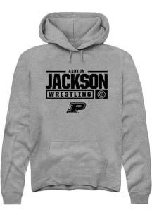 Ashton Jackson Rally Mens Graphite Purdue Boilermakers NIL Stacked Box Hooded Sweatshirt