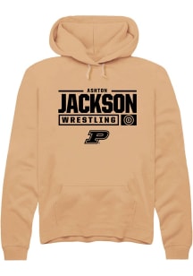 Ashton Jackson Rally Mens Gold Purdue Boilermakers NIL Stacked Box Hooded Sweatshirt