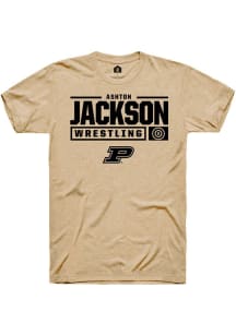 Ashton Jackson Gold Purdue Boilermakers NIL Stacked Box Short Sleeve T Shirt