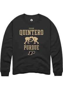 Isaiah Quintero Rally Mens Black Purdue Boilermakers NIL Sport Icon Crew Sweatshirt