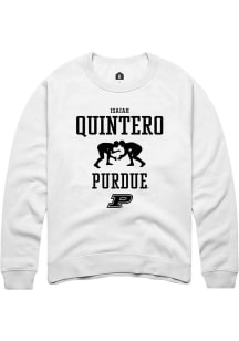 Isaiah Quintero Rally Mens White Purdue Boilermakers NIL Sport Icon Crew Sweatshirt