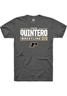 Isaiah Quintero Dark Grey Purdue Boilermakers NIL Stacked Box Short Sleeve T Shirt