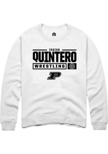 Isaiah Quintero Rally Mens White Purdue Boilermakers NIL Stacked Box Crew Sweatshirt