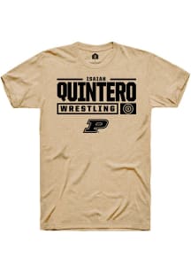 Isaiah Quintero Gold Purdue Boilermakers NIL Stacked Box Short Sleeve T Shirt