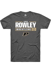 James Rowley Dark Grey Purdue Boilermakers NIL Stacked Box Short Sleeve T Shirt