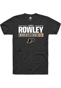 James Rowley Black Purdue Boilermakers NIL Stacked Box Short Sleeve T Shirt