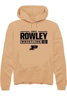 James Rowley Rally Mens Gold Purdue Boilermakers NIL Stacked Box Hooded Sweatshirt