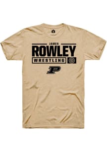 James Rowley Gold Purdue Boilermakers NIL Stacked Box Short Sleeve T Shirt