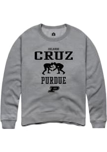 Orlando Cruz Rally Mens Graphite Purdue Boilermakers NIL Sport Icon Crew Sweatshirt