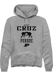 Orlando Cruz Rally Mens Graphite Purdue Boilermakers NIL Sport Icon Hooded Sweatshirt