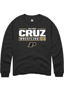 Orlando Cruz Rally Mens Black Purdue Boilermakers NIL Stacked Box Crew Sweatshirt