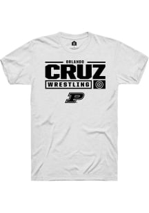 Orlando Cruz White Purdue Boilermakers NIL Stacked Box Short Sleeve T Shirt