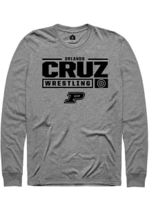 Orlando Cruz Rally Mens Graphite Purdue Boilermakers NIL Stacked Box Tee