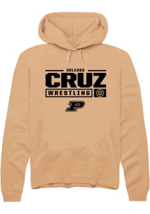 Orlando Cruz Rally Mens Gold Purdue Boilermakers NIL Stacked Box Hooded Sweatshirt