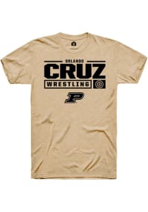 Orlando Cruz Gold Purdue Boilermakers NIL Stacked Box Short Sleeve T Shirt