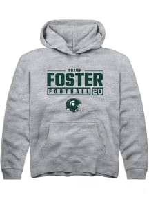 Shawn Foster Rally Youth Grey Michigan State Spartans NIL Stacked Box Long Sleeve Hooded Sweatshir..