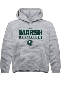 Nick Marsh  Rally Michigan State Spartans Youth Grey NIL Stacked Box Long Sleeve Hoodie