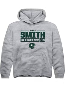 Shawn Smith Rally Youth Grey Michigan State Spartans NIL Stacked Box Long Sleeve Hooded Sweatshirt