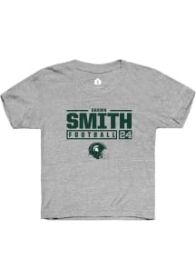 Shawn Smith Rally Youth Grey Michigan State Spartans NIL Stacked Box Short Sleeve T-Shirt