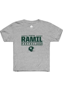Stanton Ramil Rally Youth Grey Michigan State Spartans NIL Stacked Box Short Sleeve T-Shirt