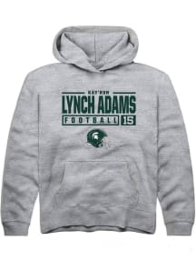 Kay’Ron Lynch adams Rally Youth Grey Michigan State Spartans NIL Stacked Box Long Sleeve Hooded ..