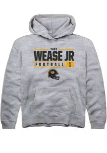 Theo Wease Jr.  Rally Missouri Tigers Youth Grey NIL Stacked Box Long Sleeve Hoodie