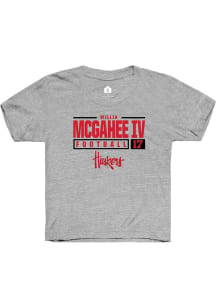 Willis McGahee IV Rally Youth Grey Nebraska Cornhuskers NIL Stacked Box Short Sleeve T-Shirt