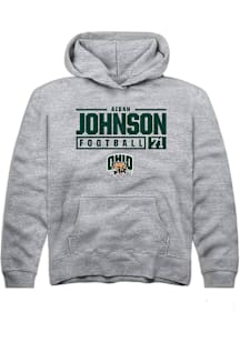 Aidan Johnson  Rally Ohio Bobcats Youth Grey NIL Stacked Box Long Sleeve Hoodie