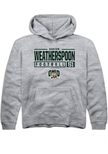 Davion Weatherspoon  Rally Ohio Bobcats Youth Grey NIL Stacked Box Long Sleeve Hoodie