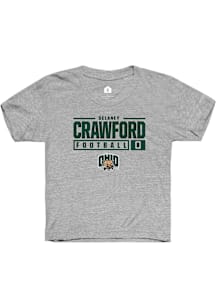 Delaney Crawford  Rally Ohio Bobcats Youth Grey NIL Stacked Box Short Sleeve T-Shirt
