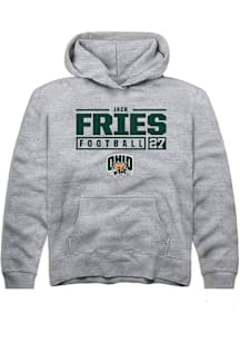 Jack Fries  Rally Ohio Bobcats Youth Grey NIL Stacked Box Long Sleeve Hoodie