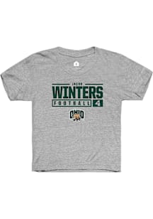 Jacob Winters  Rally Ohio Bobcats Youth Grey NIL Stacked Box Short Sleeve T-Shirt