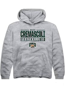 Miles Cremascoli  Rally Ohio Bobcats Youth Grey NIL Stacked Box Long Sleeve Hoodie