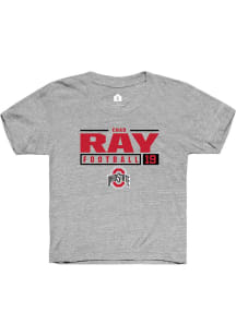 Chad Ray Rally Youth Grey Ohio State Buckeyes NIL Stacked Box Short Sleeve T-Shirt