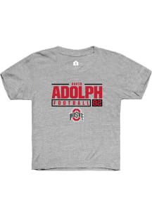David Adolph Rally Youth Grey Ohio State Buckeyes NIL Stacked Box Short Sleeve T-Shirt