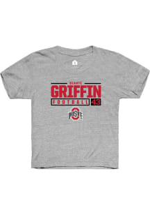 Dianté Griffin Rally Youth Grey Ohio State Buckeyes NIL Stacked Box Short Sleeve T-Shirt