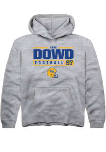 Cade Dowd Rally Youth Grey Pitt Panthers NIL Stacked Box Long Sleeve Hooded Sweatshirt